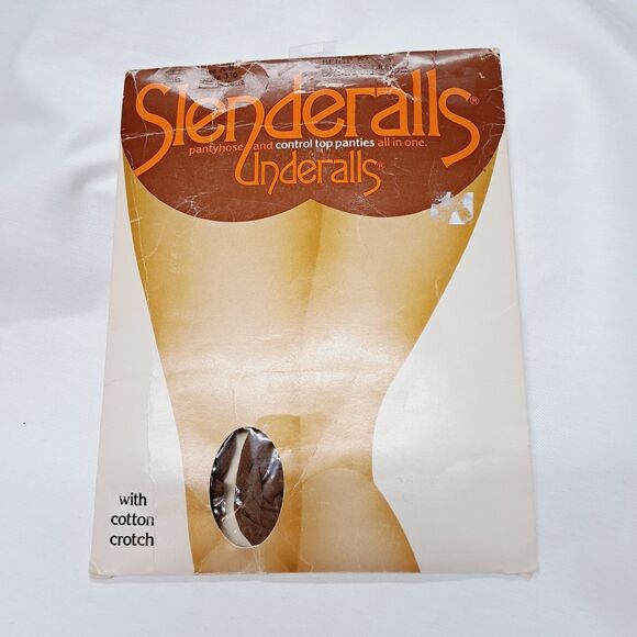 Slenderalls Vtg Pantyhose Control Top Beige Brief Suntan Legs Size A-B 80s Nos - Picture 1 of 5